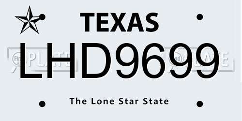 LHD9699 Texas License Plate