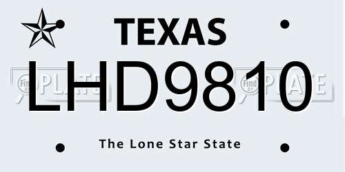 LHD9810 Texas License Plate