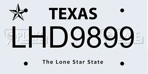 LHD9899 Texas License Plate