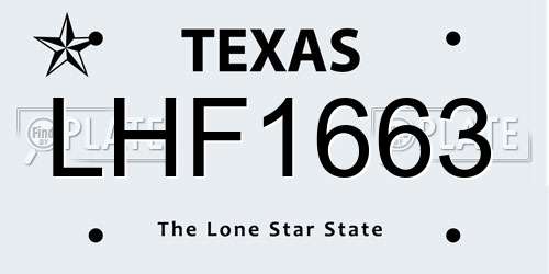 LHF1663 Texas License Plate