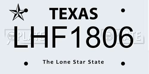 LHF1806 Texas License Plate
