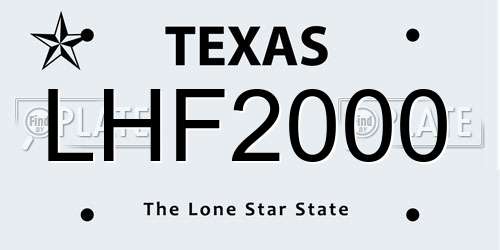 LHF2000 Texas License Plate