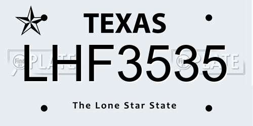 LHF3535 Texas License Plate