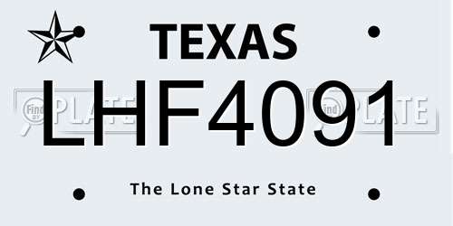 LHF4091 Texas License Plate