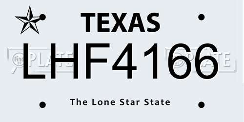LHF4166 Texas License Plate