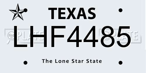 LHF4485 Texas License Plate
