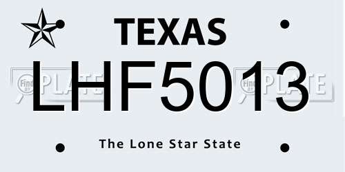 LHF5013 Texas License Plate