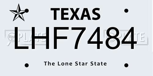 LHF7484 Texas License Plate