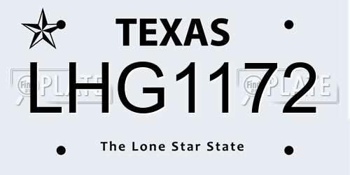 LHG1172 Texas License Plate