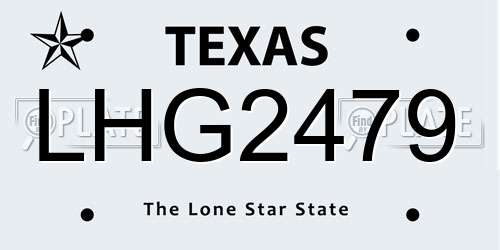 LHG2479 Texas License Plate
