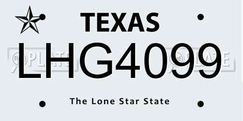 LHG4099 Texas License Plate