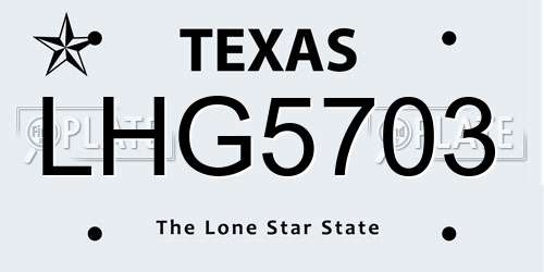 LHG5703 Texas License Plate