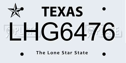LHG6476 Texas License Plate
