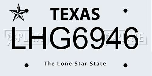 LHG6946 Texas License Plate