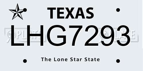 LHG7293 Texas License Plate