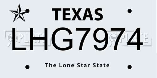 LHG7974 Texas License Plate