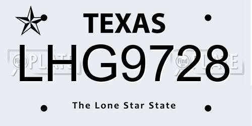 LHG9728 Texas License Plate
