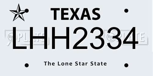 LHH2334 Texas License Plate