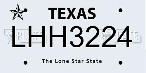 LHH3224 Texas License Plate