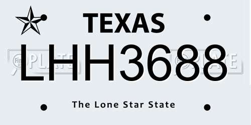 LHH3688 Texas License Plate