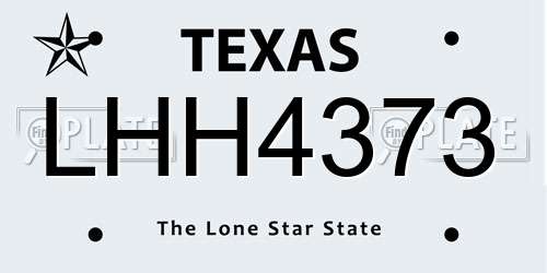 LHH4373 Texas License Plate