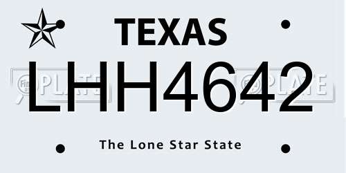 LHH4642 Texas License Plate
