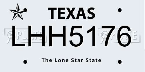 LHH5176 Texas License Plate