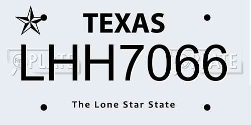 LHH7066 Texas License Plate