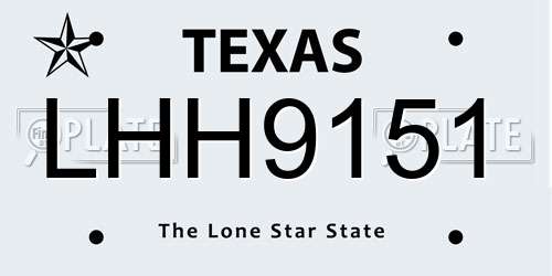 LHH9151 Texas License Plate