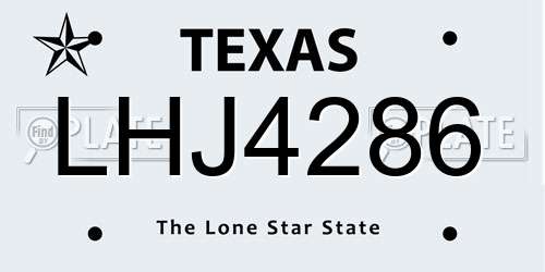 LHJ4286 Texas License Plate