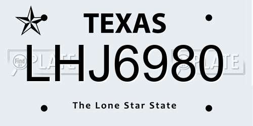 LHJ6980 Texas License Plate