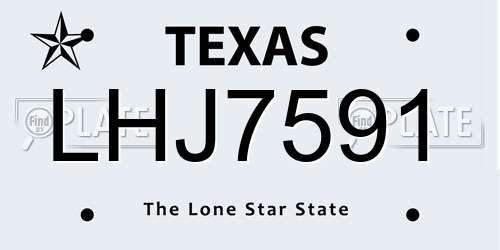 LHJ7591 Texas License Plate