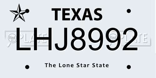 LHJ8992 Texas License Plate