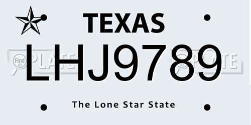 LHJ9789 Texas License Plate