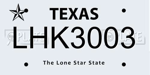 LHK3003 Texas License Plate