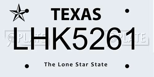 LHK5261 Texas License Plate