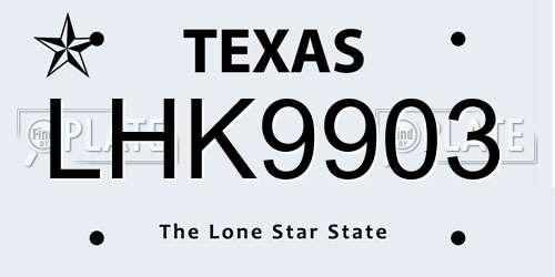 LHK9903 Texas License Plate