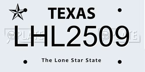 LHL2509 Texas License Plate
