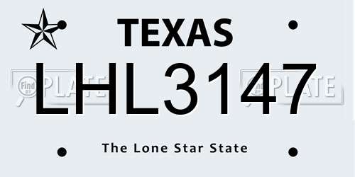 LHL3147 Texas License Plate