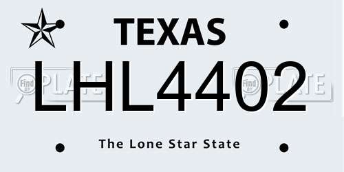 LHL4402 Texas License Plate