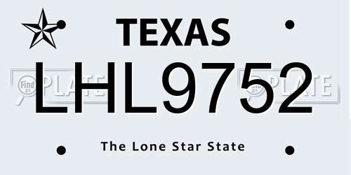 LHL9752 Texas License Plate