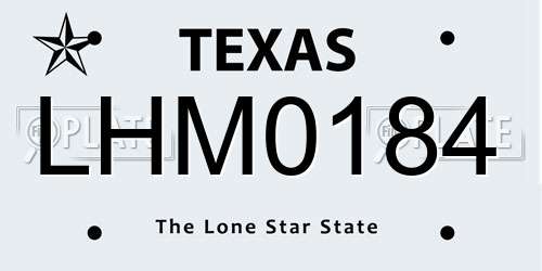 LHM0184 Texas License Plate