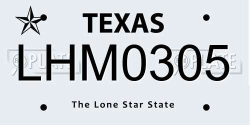 LHM0305 Texas License Plate