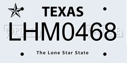 LHM0468 Texas License Plate