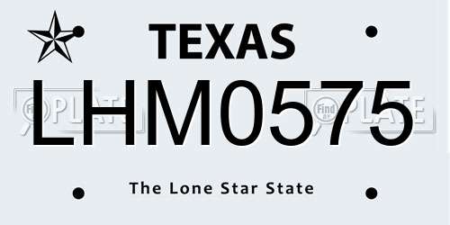 LHM0575 Texas License Plate