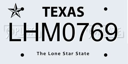 LHM0769 Texas License Plate
