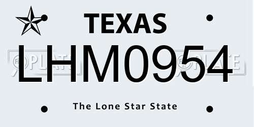 LHM0954 Texas License Plate