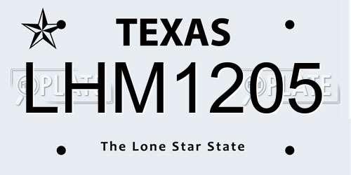 LHM1205 Texas License Plate