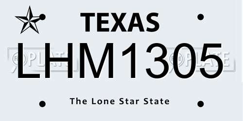 LHM1305 Texas License Plate