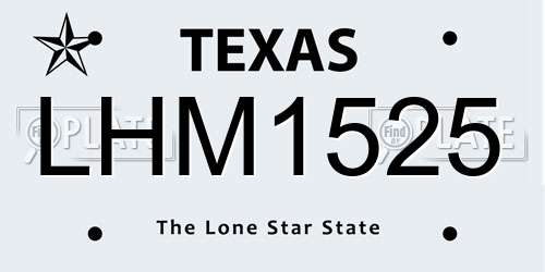 LHM1525 Texas License Plate